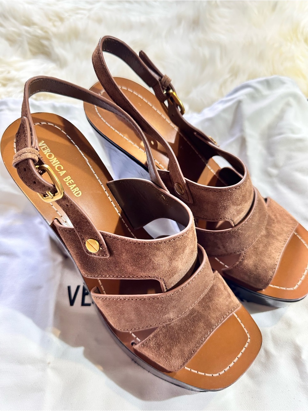 VERONICA BEARD Peony Suede Platform Sandal Size 8.5M